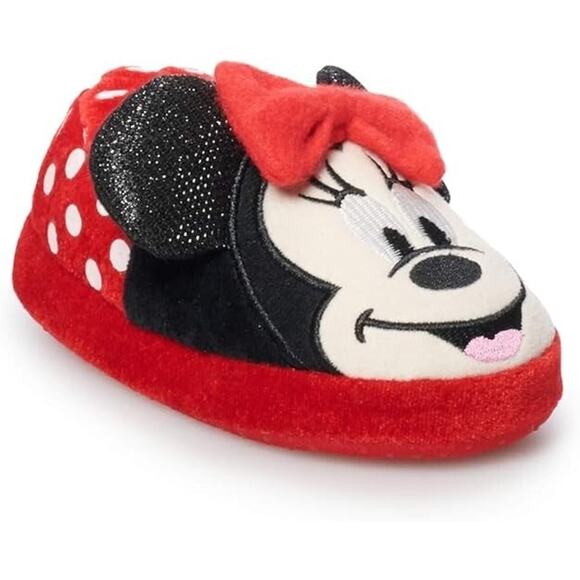 Disney Minnie Mouse Toddler Girls' Red Bow Slippers Size X-Large (11-12) New - Picture 1 of 14